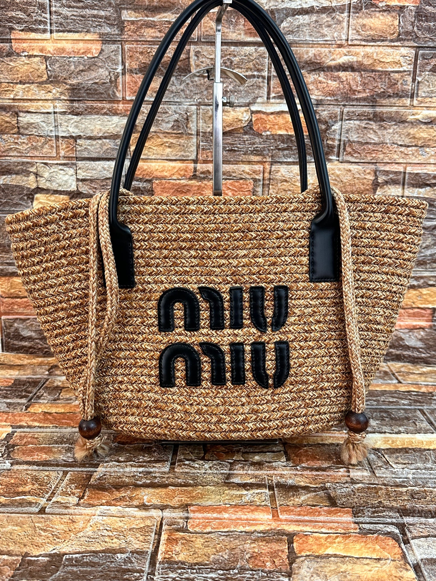 Miu Miu Woven Straw Tote Bag